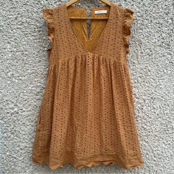 Mustard Seed Sweet Caroline Mustard Eyelet Romper - Picture 1 of 5